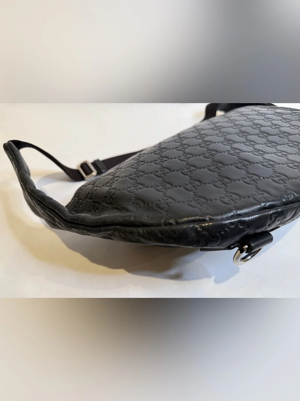 Gucci Black GG Embossed Leather Belt Bag bumbag